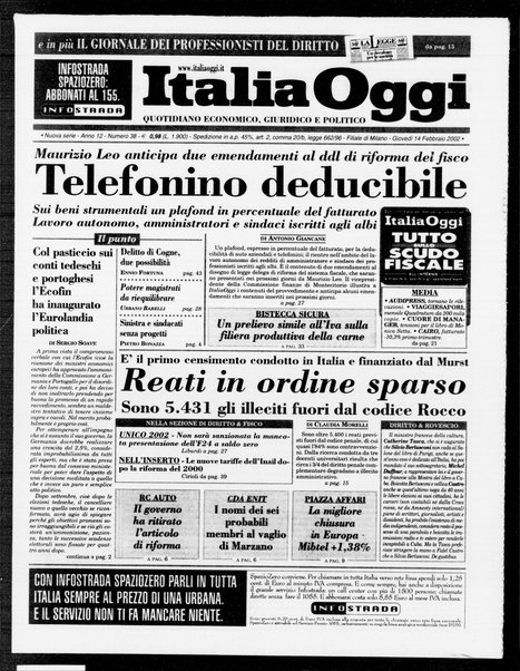 Italia oggi : quotidiano di economia finanza e politica